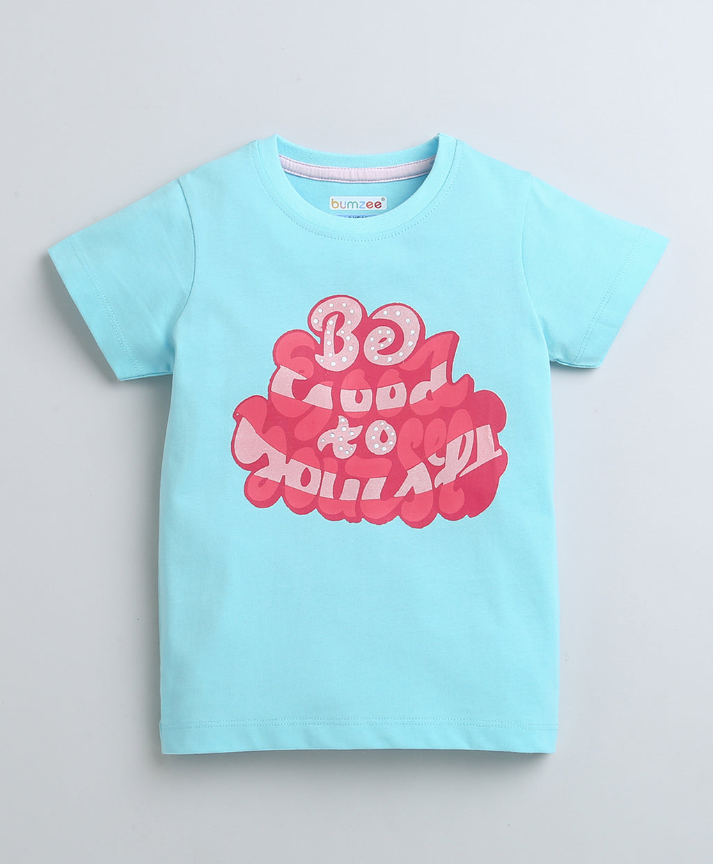 Bumzee Blue Graphic Print T-Shirt, Half Sleeves, 100% Cotton