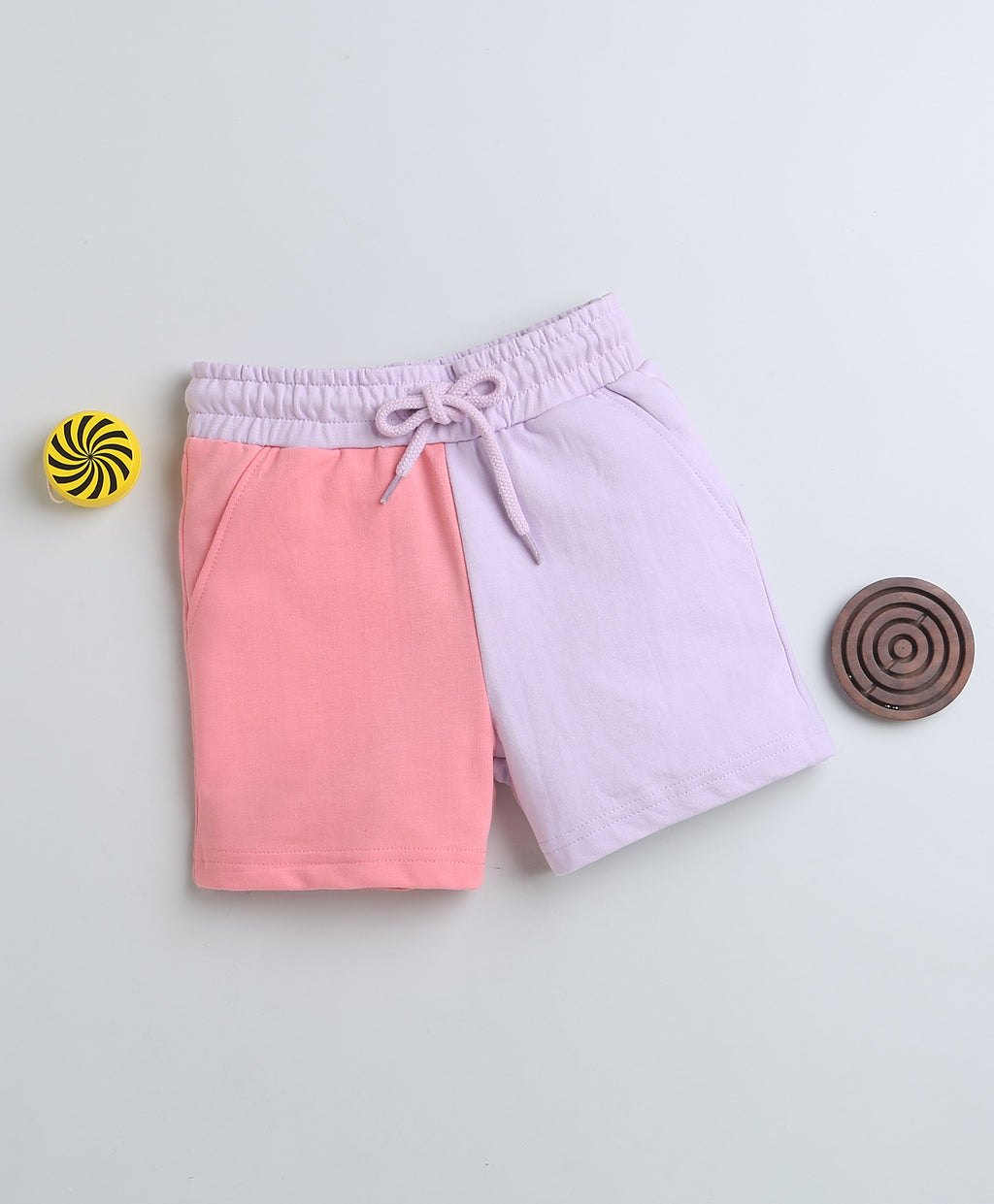 Bumzee Lavender & Peach Colourblock Shorts, 100% Cotton