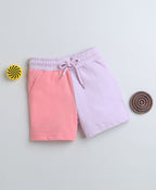 Bumzee Lavender & Peach Colourblock Shorts, 100% Cotton