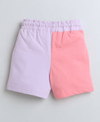 Bumzee Lavender & Peach Colourblock Shorts, 100% Cotton