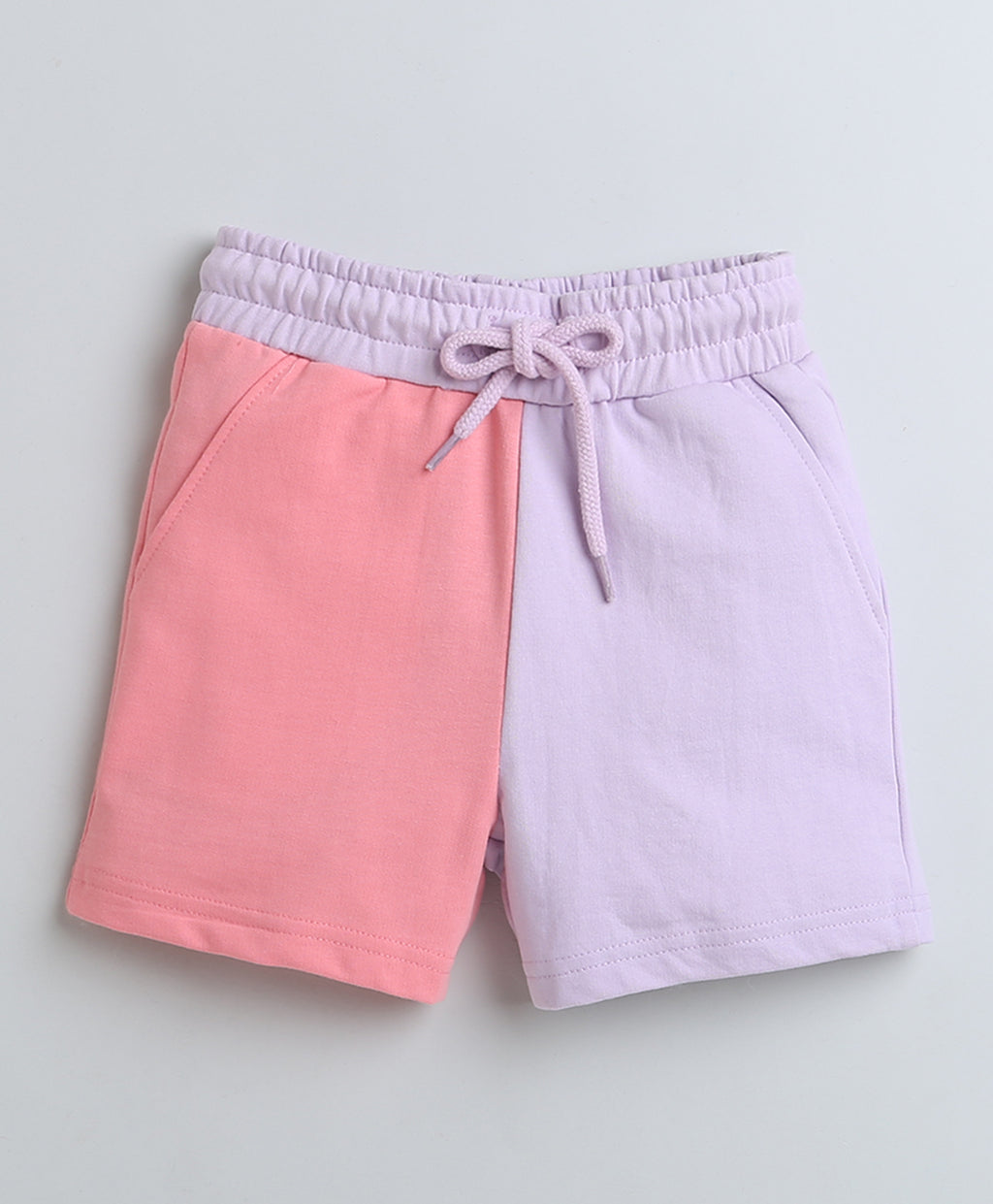 Bumzee Lavender & Peach Colourblock Shorts, 100% Cotton