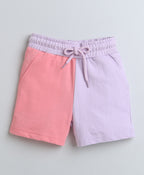 Bumzee Lavender & Peach Colourblock Shorts, 100% Cotton