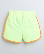 Bumzee Neon Green Shorts, 100% Cotton