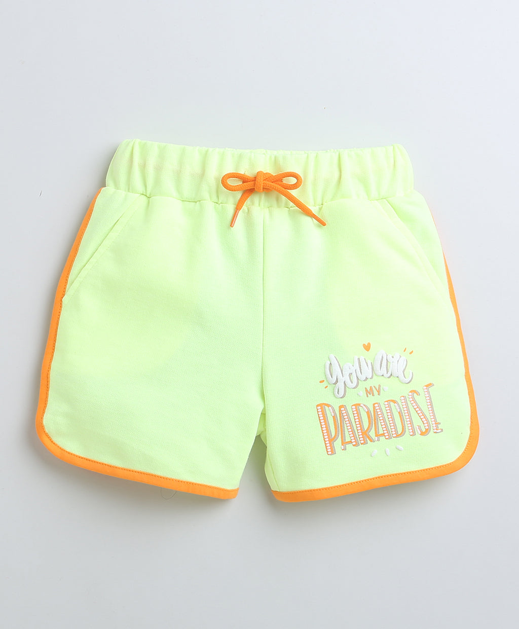 Bumzee Neon Green Shorts, 100% Cotton