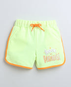 Bumzee Neon Green Shorts, 100% Cotton