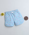 Bumzee Blue Floral Print Shorts, 100% Cotton