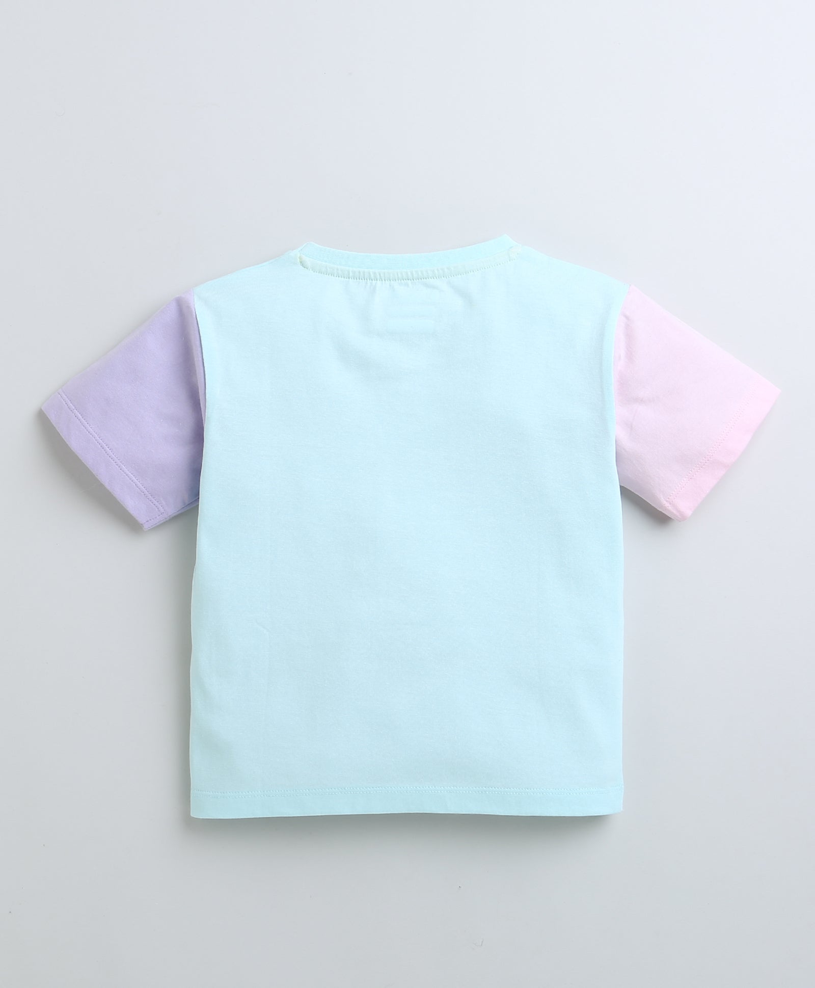 BUMZEE Sky Blue Girls Half Sleeves Oversized T-Shirt