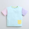 BUMZEE Sky Blue Girls Half Sleeves Oversized T-Shirt