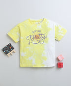 Bumzee Yellow Tie & Dye T-Shirt, Half Sleeves, 100% Cotton, Oversized