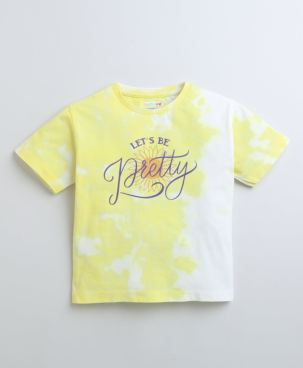 Bumzee Yellow Tie & Dye T-Shirt, Half Sleeves, 100% Cotton, Oversized