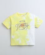 Bumzee Yellow Tie & Dye T-Shirt, Half Sleeves, 100% Cotton, Oversized