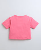 Bumzee Fuschia Pink Graphic Print T-Shirt, Half Sleeves, 100% Cotton