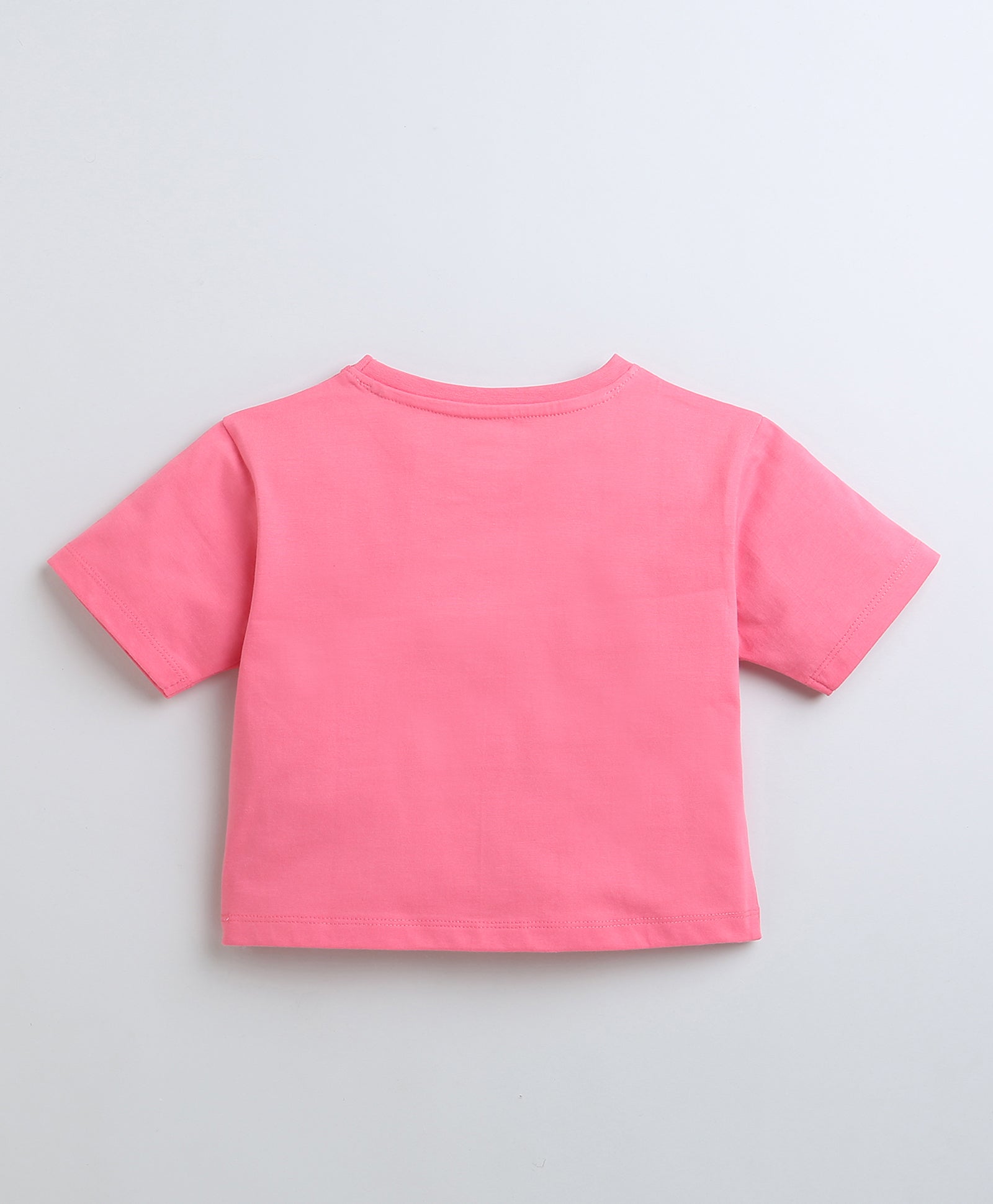 BUMZEE Fuschia Pink Girls Half Sleeves Oversized Crop T-Shirt