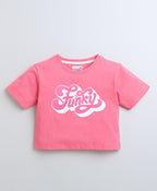Bumzee Fuschia Pink Graphic Print T-Shirt, Half Sleeves, 100% Cotton