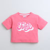 BUMZEE Fuschia Pink Girls Half Sleeves Oversized Crop T-Shirt