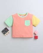 Bumzee Peach T-Shirt, Half Sleeves, 100% Cotton