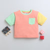 BUMZEE Peach Girls Half Sleeves Oversized Crop T-Shirt
