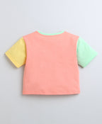 Bumzee Peach T-Shirt, Half Sleeves, 100% Cotton