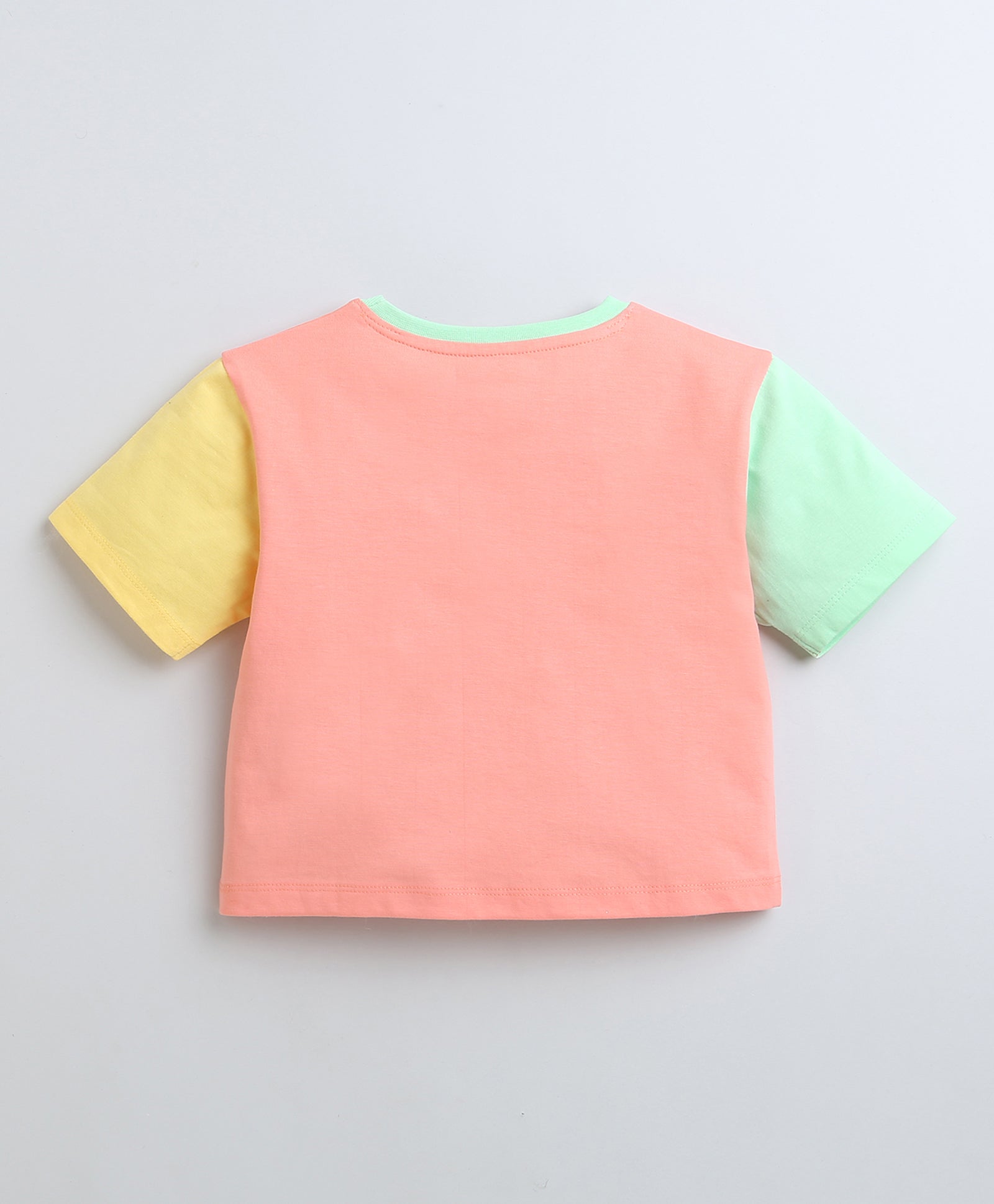 BUMZEE Peach Girls Half Sleeves Oversized Crop T-Shirt