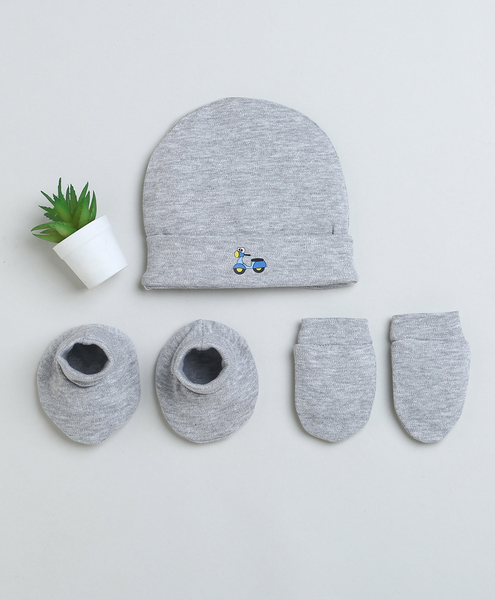 Boys 100% Cotton NA Cap Mitten Bootie - Grey