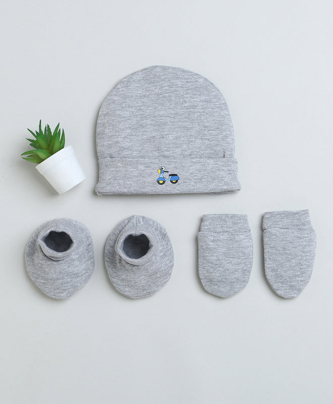 Boys 100% Cotton NA Cap Mitten Bootie - Grey
