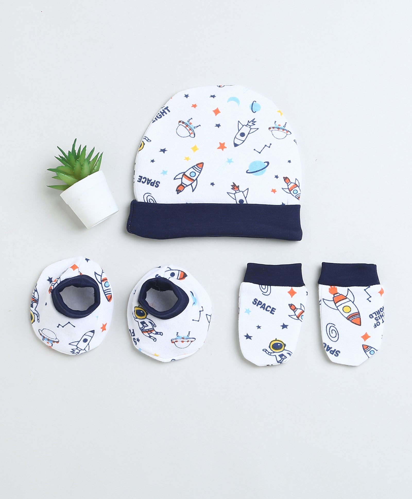 Boys 100% Cotton NA Cap Mitten Bootie - White & Navy