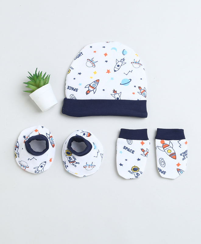 Boys 100% Cotton NA Cap Mitten Bootie - White & Navy
