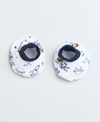Bumzee White & Navy Graphic Print Cap, Mitten & Bootie Set, 100% Cotton