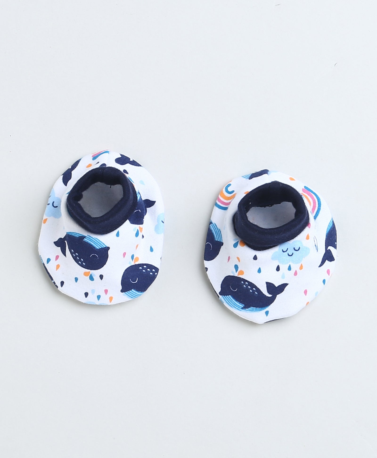 Boys 100% Cotton NA Cap Mitten Bootie - White & Navy