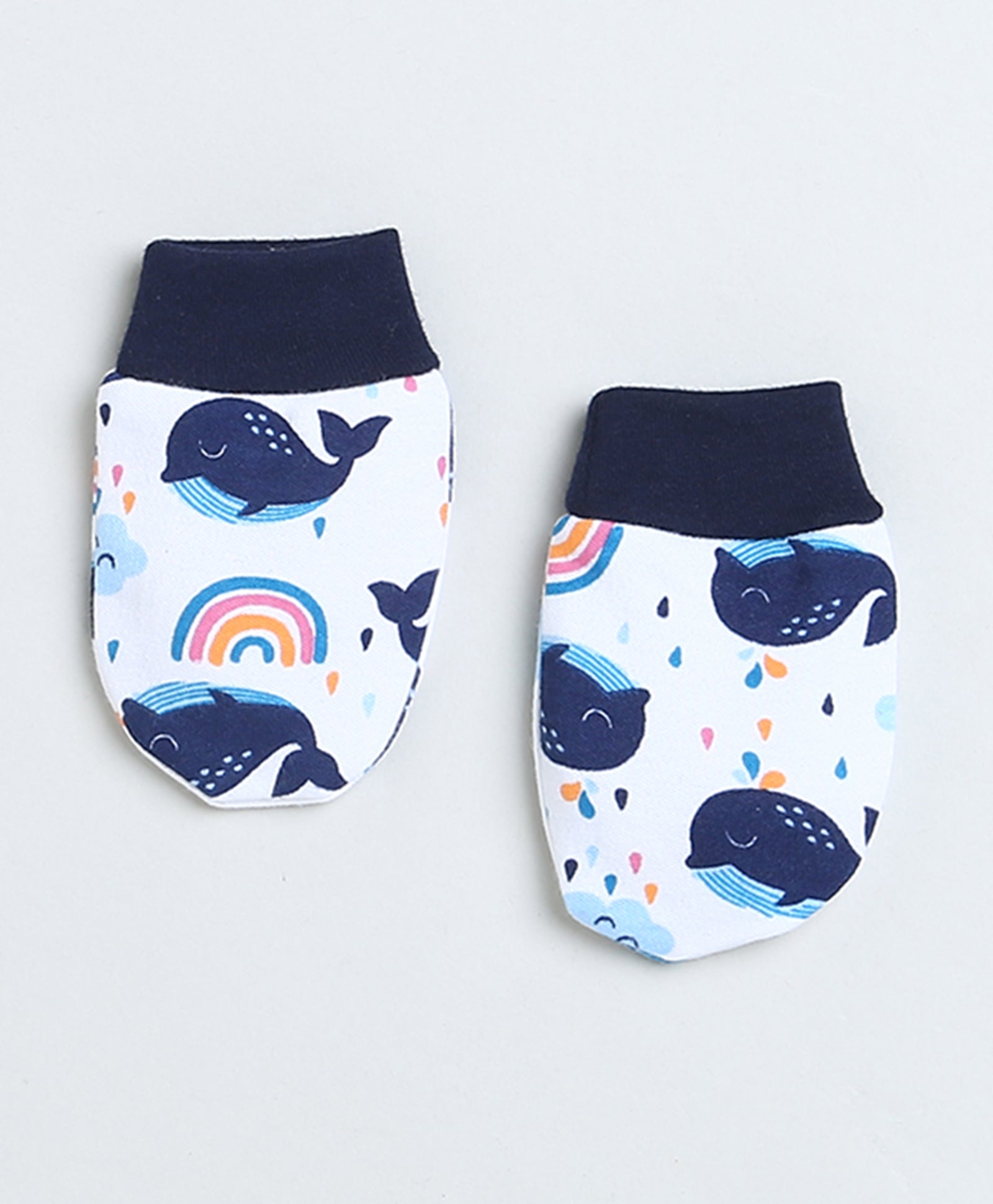 Boys 100% Cotton NA Cap Mitten Bootie - White & Navy