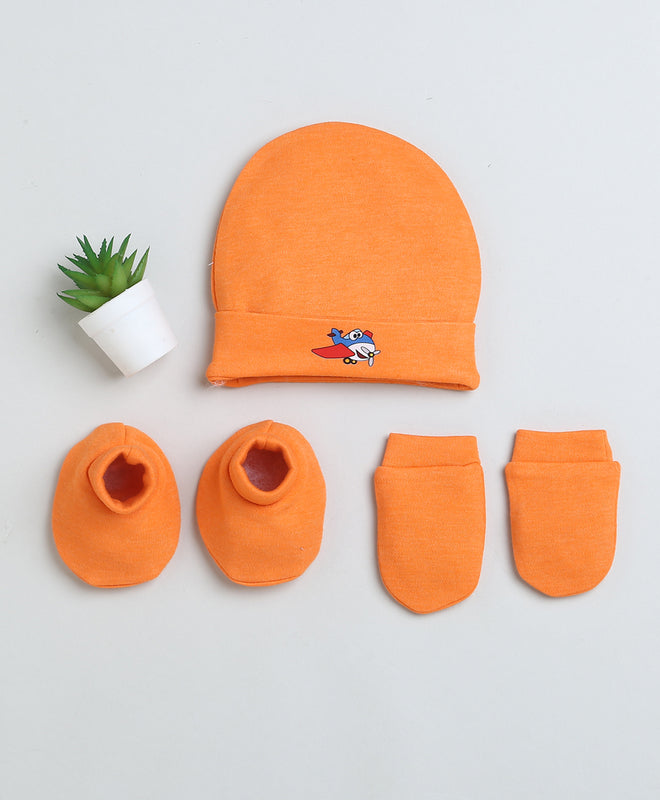 Girls 100% Cotton NA Cap Mitten Bootie - Orange