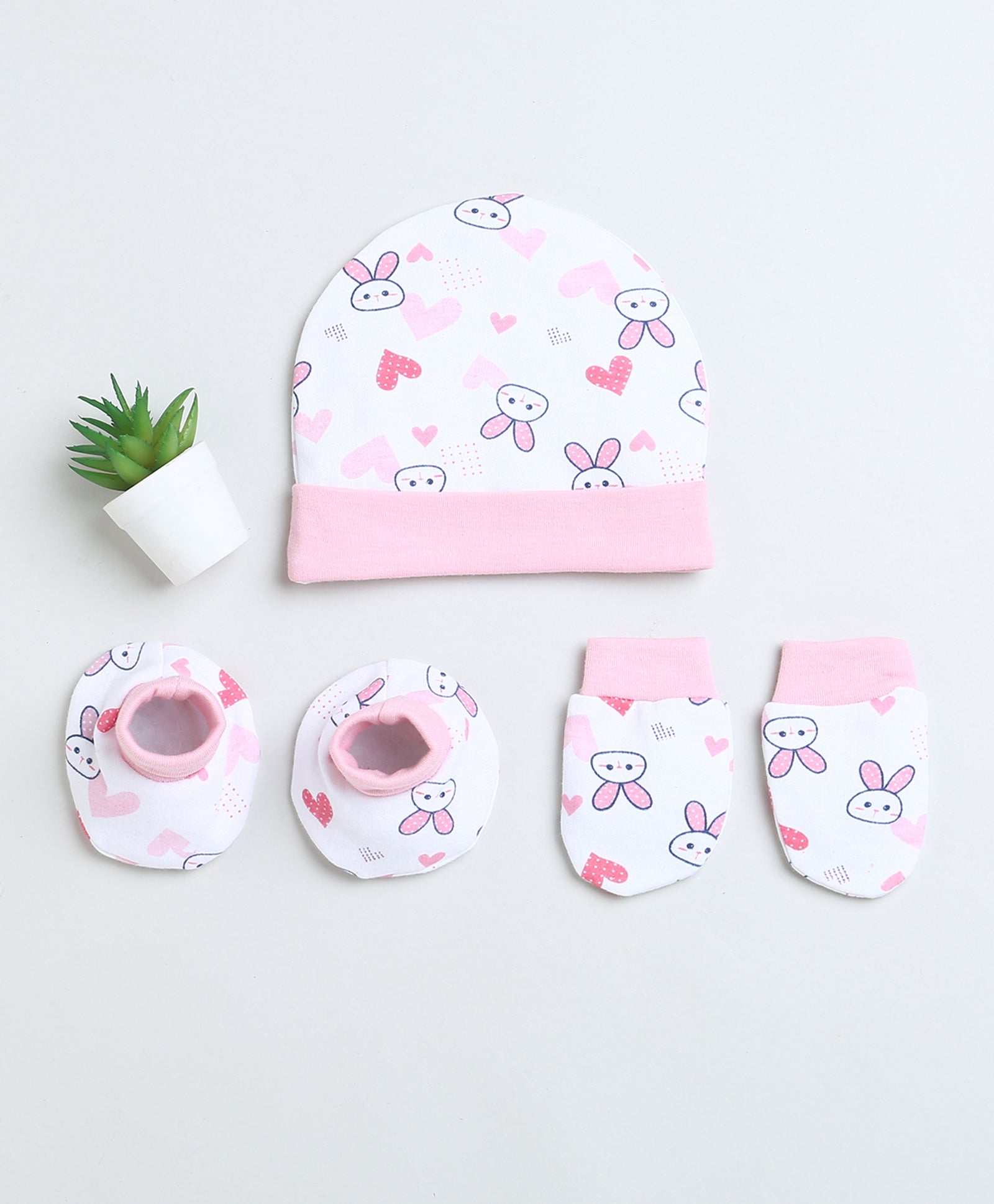 Boys 100% Cotton NA Cap Mitten Bootie - White & Pink