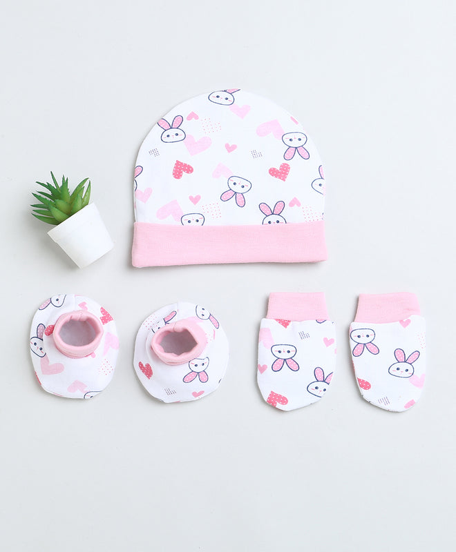 Boys 100% Cotton NA Cap Mitten Bootie - White & Pink
