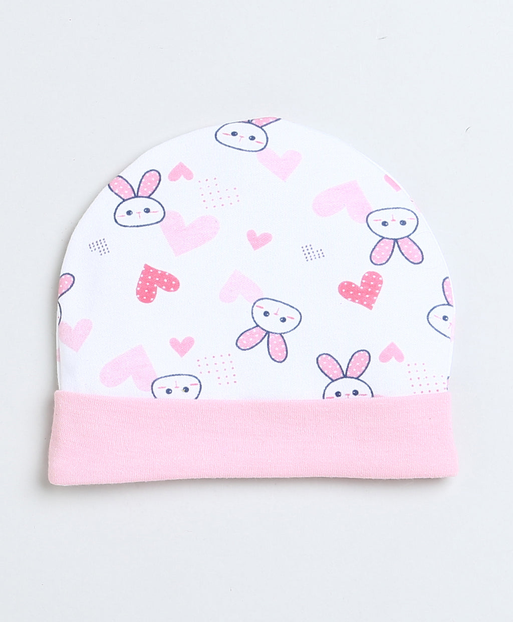 Bumzee White & Pink Animal Print Cap, Mitten & Bootie Set, 100% Cotton