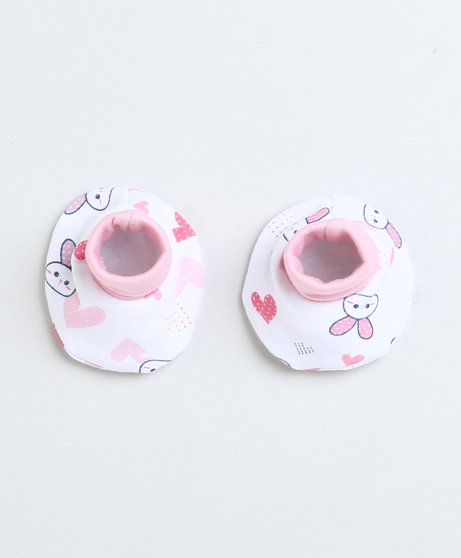 Boys 100% Cotton NA Cap Mitten Bootie - White & Pink