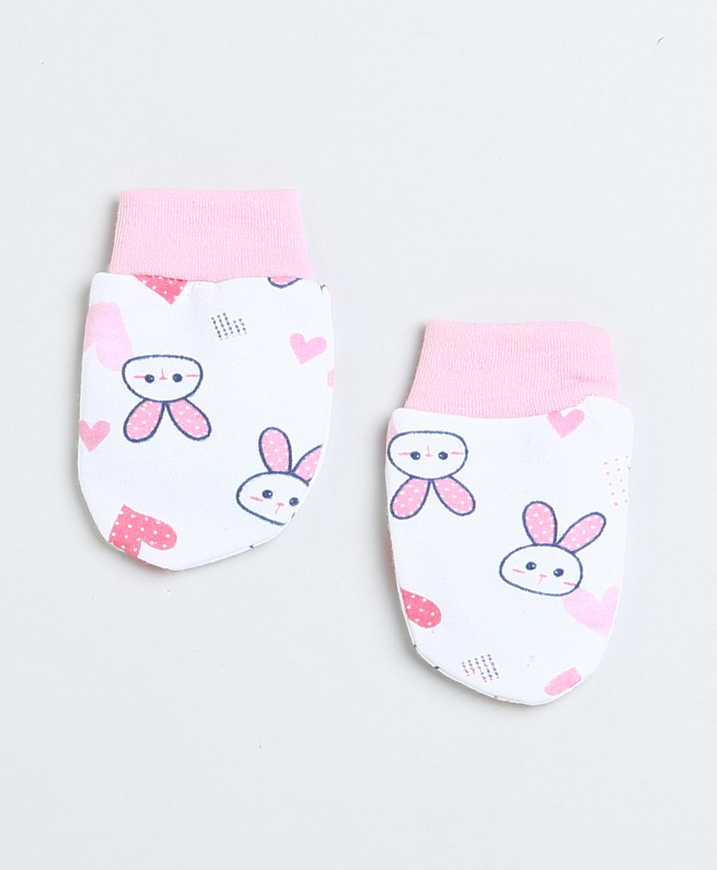 Bumzee White & Pink Animal Print Cap, Mitten & Bootie Set, 100% Cotton