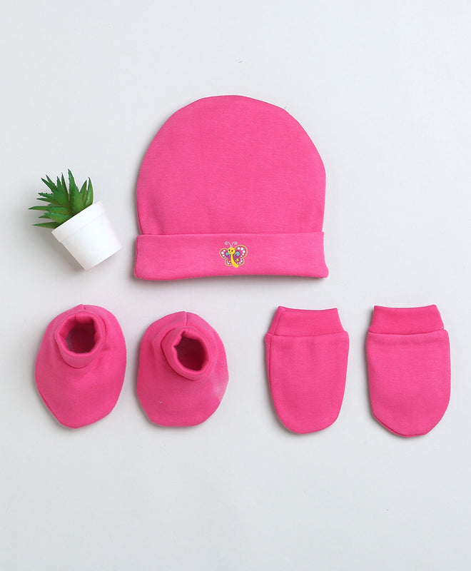 Girls 100% Cotton NA Cap Mitten Bootie - Pink