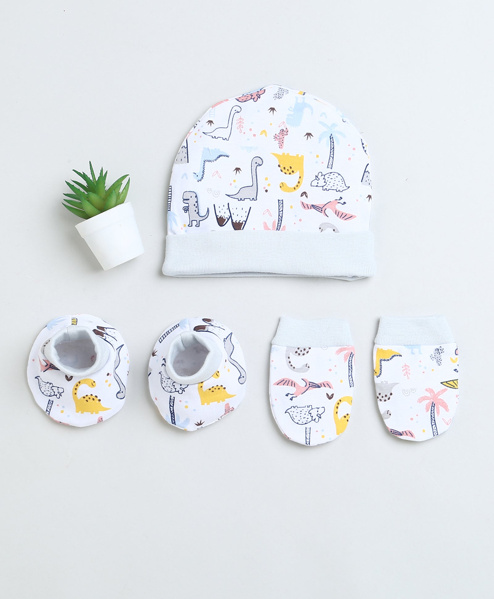 Girls 100% Cotton NA Cap Mitten Bootie - White & Grey