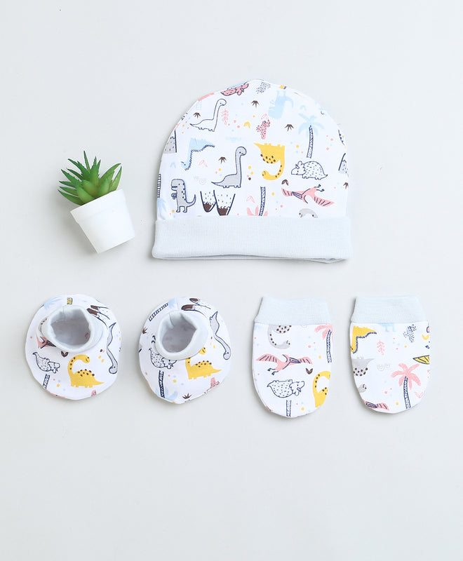 Girls 100% Cotton NA Cap Mitten Bootie - White & Grey