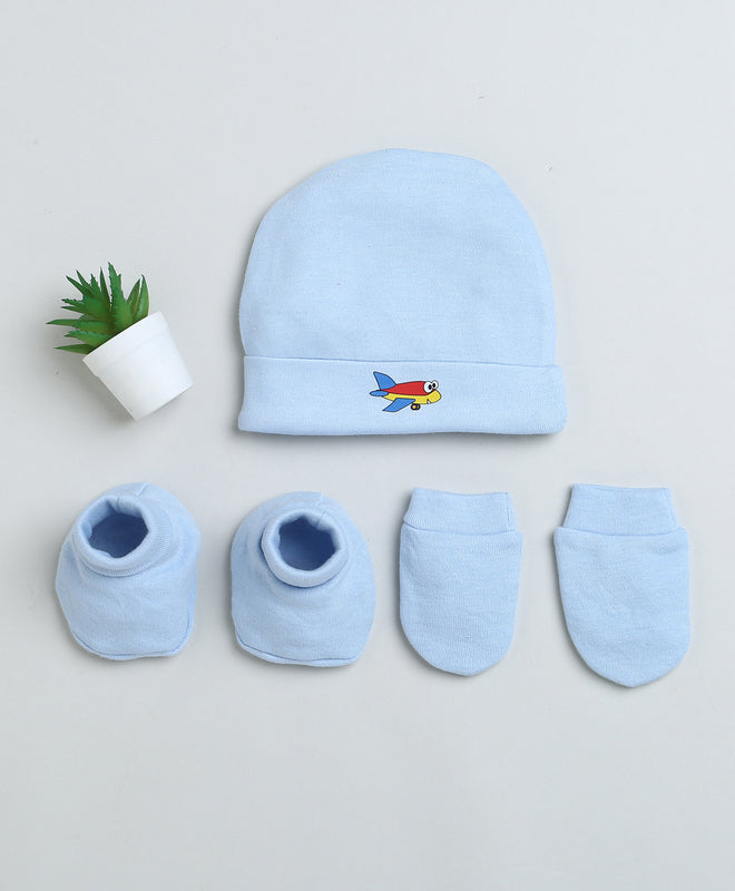Boys 100% Cotton NA Cap Mitten Bootie - Sky Blue