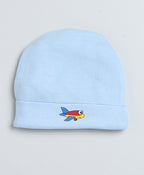Bumzee Sky Blue Cap, Mitten & Bootie Set, 100% Cotton