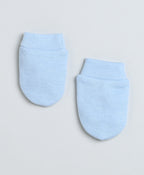 Bumzee Sky Blue Cap, Mitten & Bootie Set, 100% Cotton