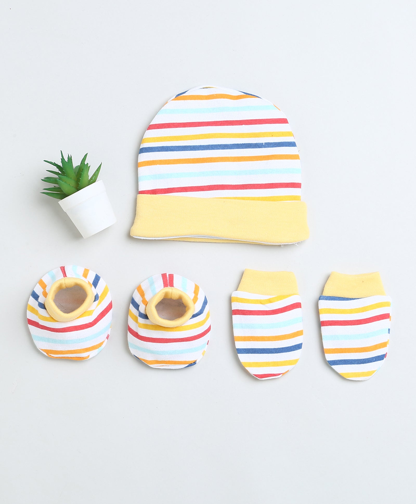 Boys 100% Cotton NA Cap Mitten Bootie - White & Yellow