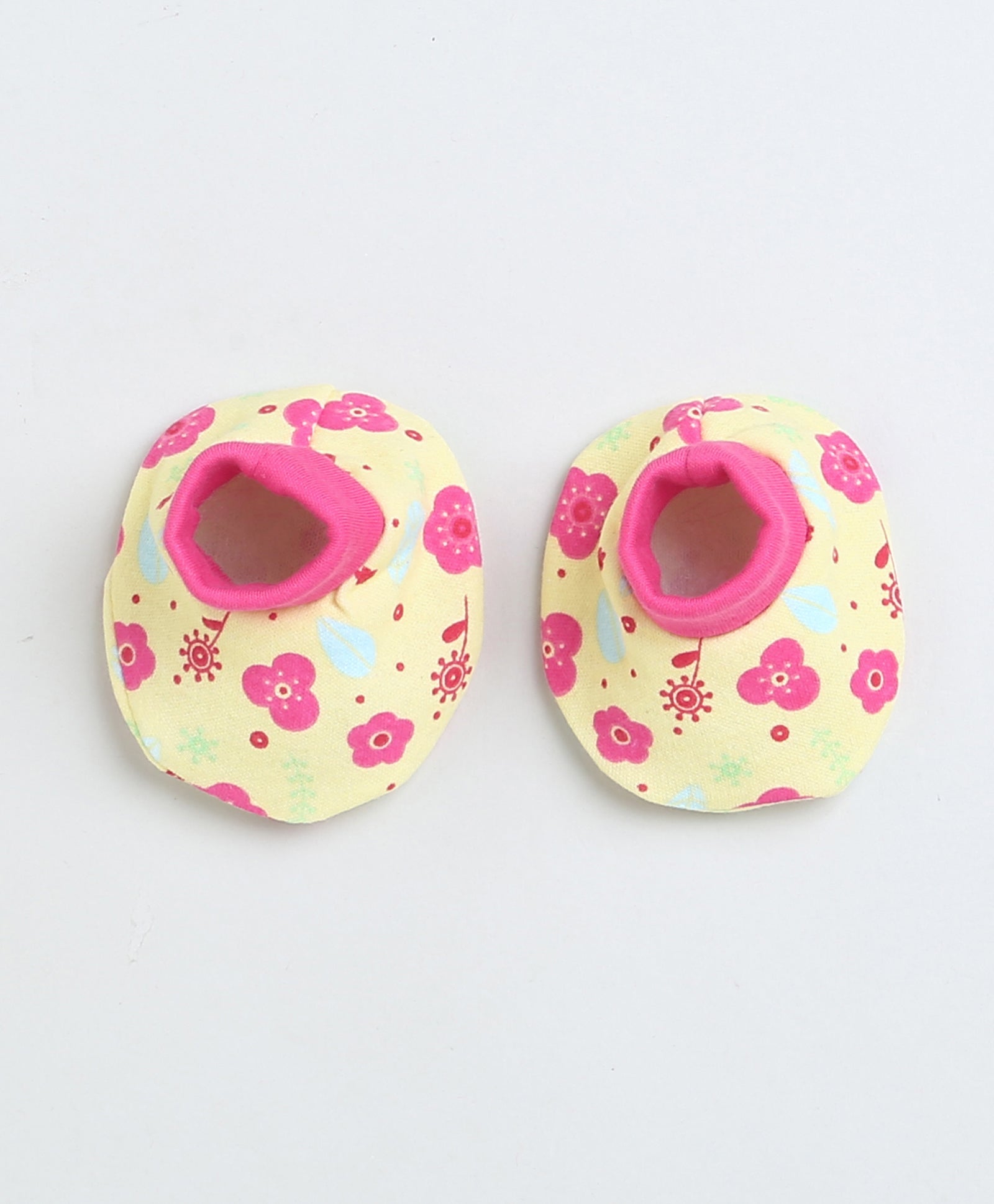 Girls 100% Cotton NA Cap Mitten Bootie - Yellow & Pink