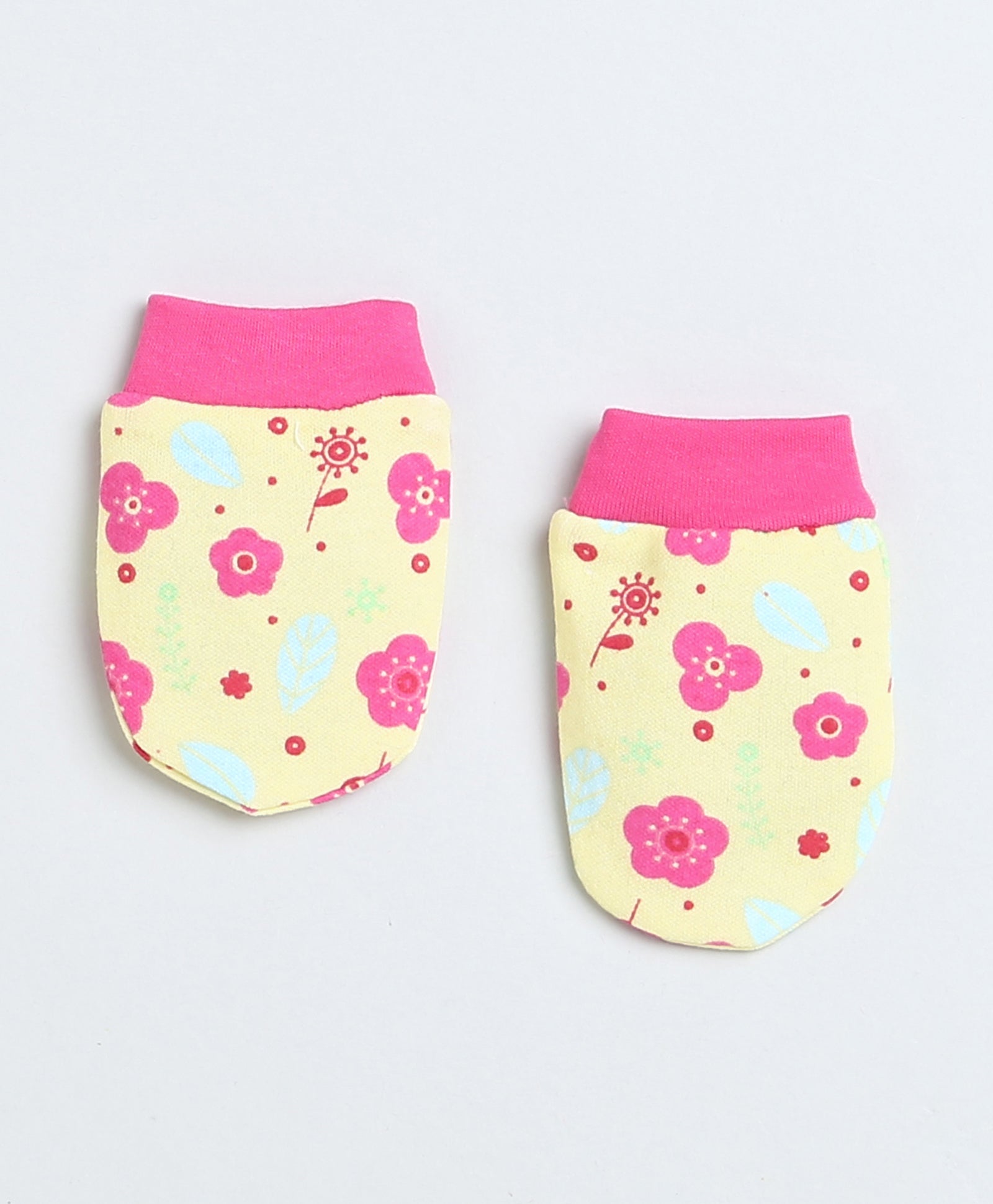 Girls 100% Cotton NA Cap Mitten Bootie - Yellow & Pink