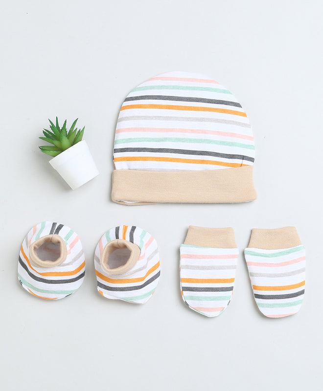 Boys 100% Cotton NA Cap Mitten Bootie - White & Beige