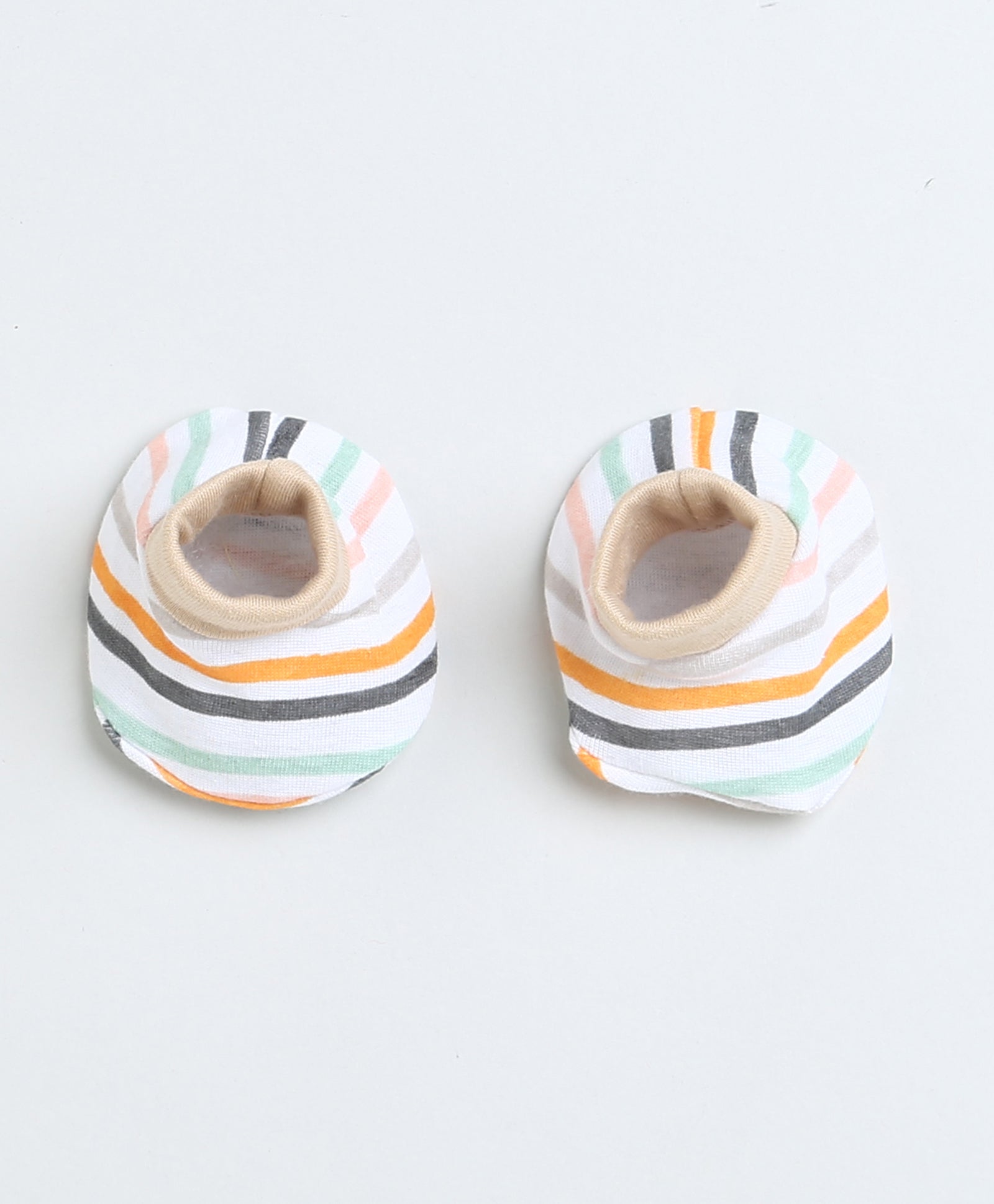 Boys 100% Cotton NA Cap Mitten Bootie - White & Beige