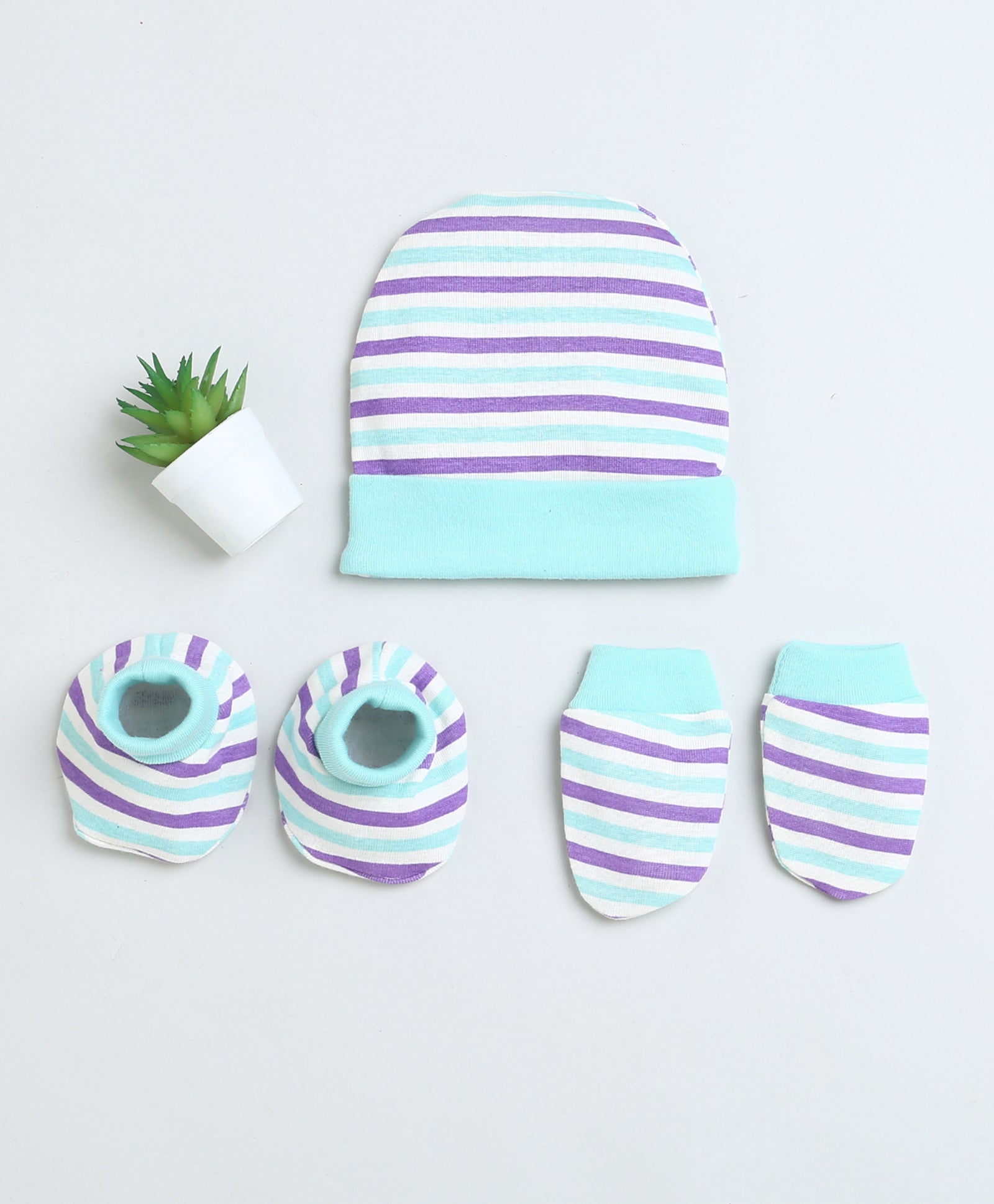 Boys 100% Cotton NA Cap Mitten Bootie - Cream & Mint
