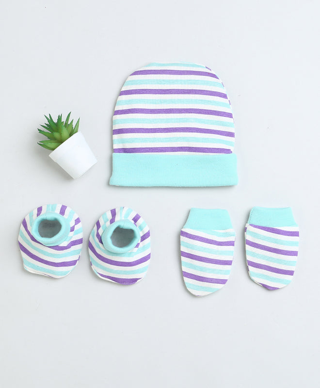 Boys 100% Cotton NA Cap Mitten Bootie - Cream & Mint