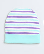 Bumzee Cream & Mint Striped Cap, Mitten & Bootie Set, 100% Cotton
